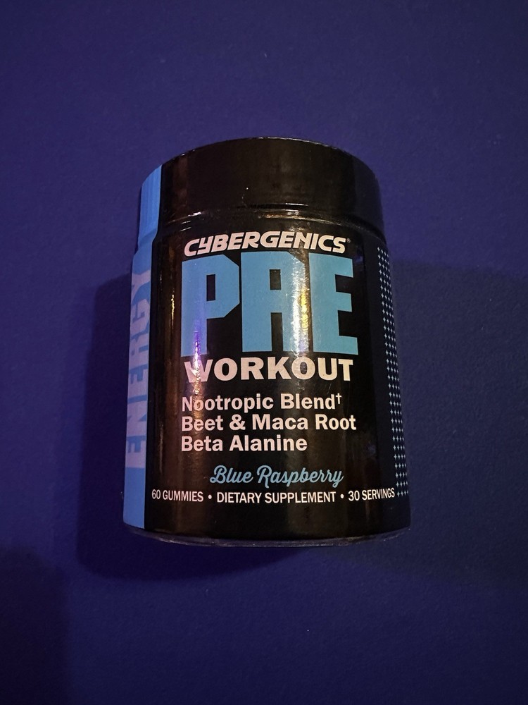 Cybergenics Pre-Workout Gummies Blue Raspberry, 60 Count