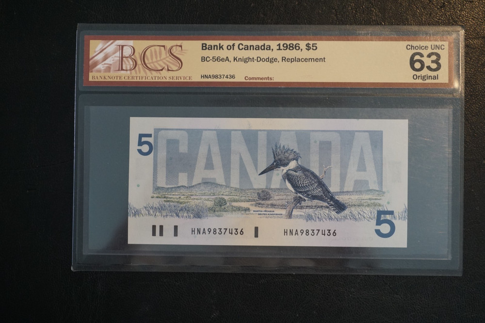1986 $5 Replacement HNA  BCS 63