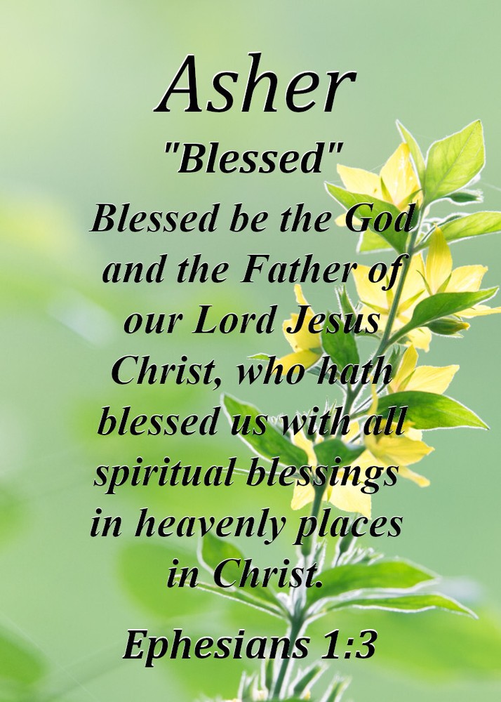 Asher "Blessed" Keepsake Name Meaning Card with Bible Verse