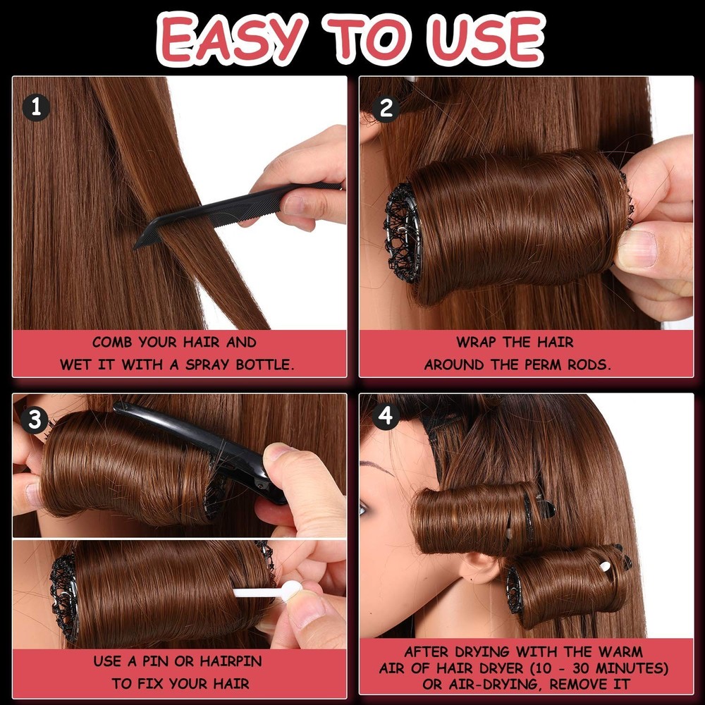 "48 Pack Vintage Brush Rollers for Hair with Picks Medium Wire Mesh Rollers for