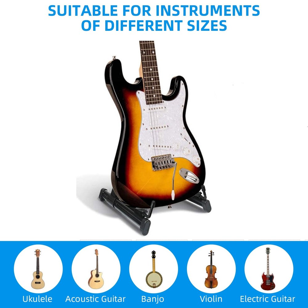 Foldable Guitar Stand Adjustable Non-Slip Base & Padded Arms for Home Studios