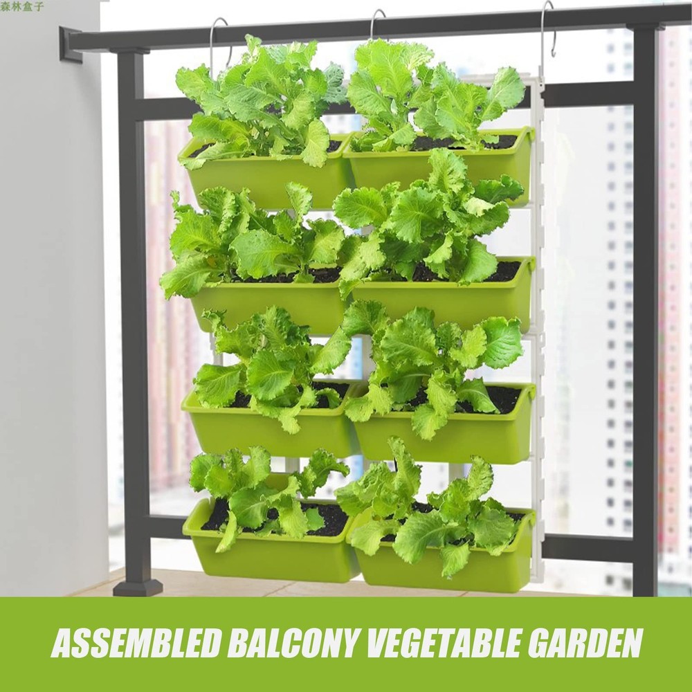 Vertical Wall Planter 8 Pockets with Hooks for Flowers Herbs
