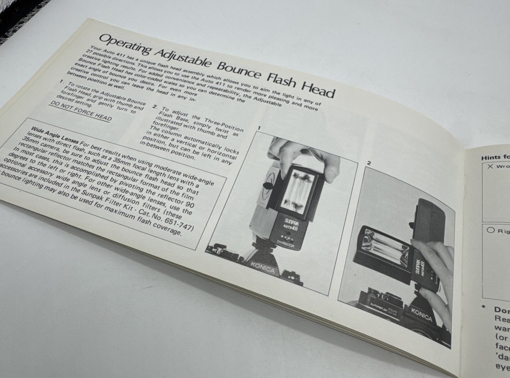 SUNPAK AUTO 411 THYRISTOR FLASH INSTRUCTION BOOK/164280