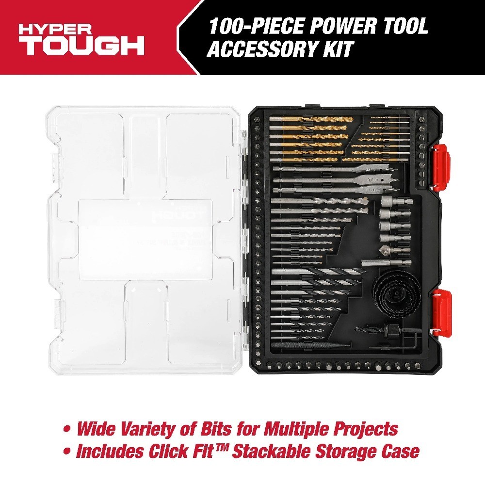 100 Piece Drill and Drive Tool Kit with Click Fit Storage Case