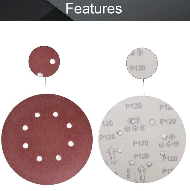 10Pcs 7" 8 Hole Hook&Loop Sanding Disc 120 Grit Flocking Sandpaper Sander Paper
