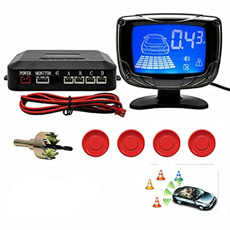 4 LED Car Parking Radar Sensor Buzzer Alarm Backup Reverse System Kit univers...