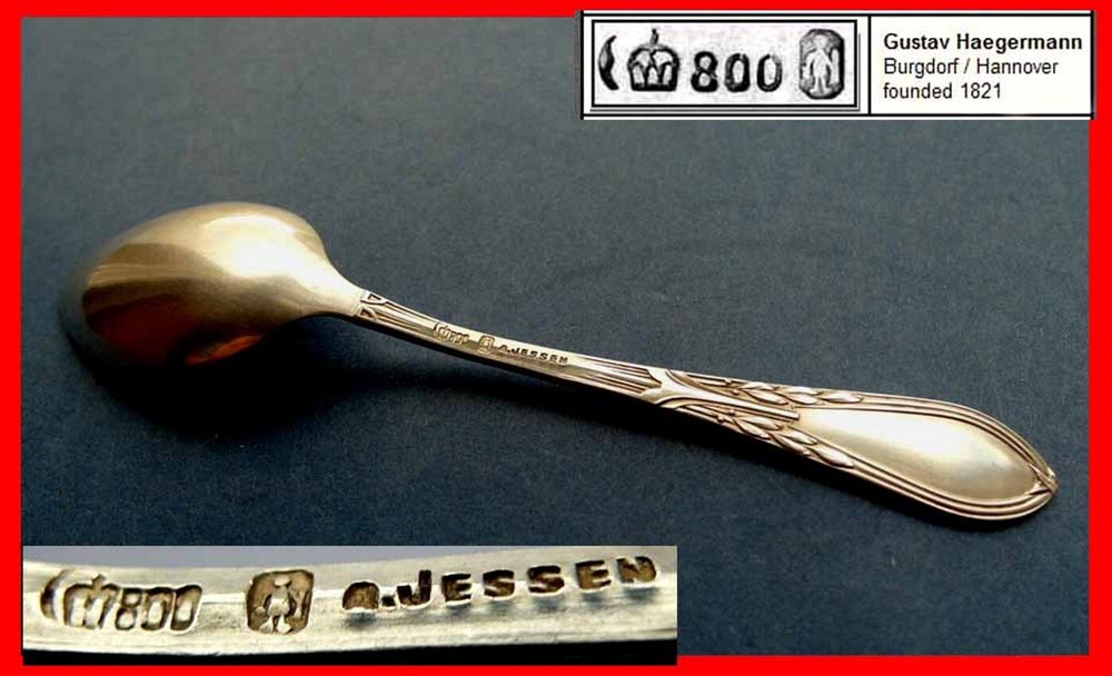 Pair, 2 Spoons, Gustav Haegermann, Jessen, 800 Silver E513