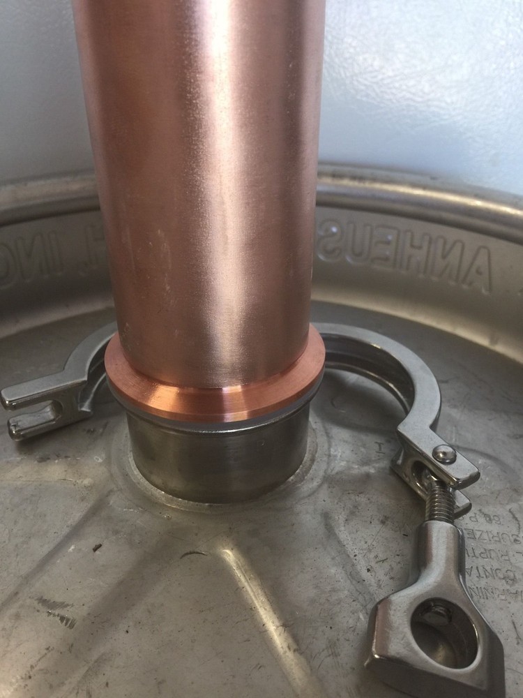 Beer Keg Still Column Adapter DIY Kit 2" Copper Tri Clamp, Ferrule, Gasket, Pipe
