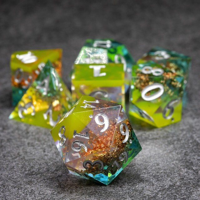 Sage's Enchanted Crystals Dreams - Sharp Edge Resin Polyhedral Dice Set