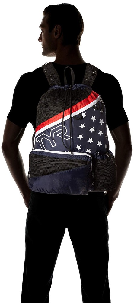 TYR Elite Team Mesh Backpack, Red/Navy, one Size