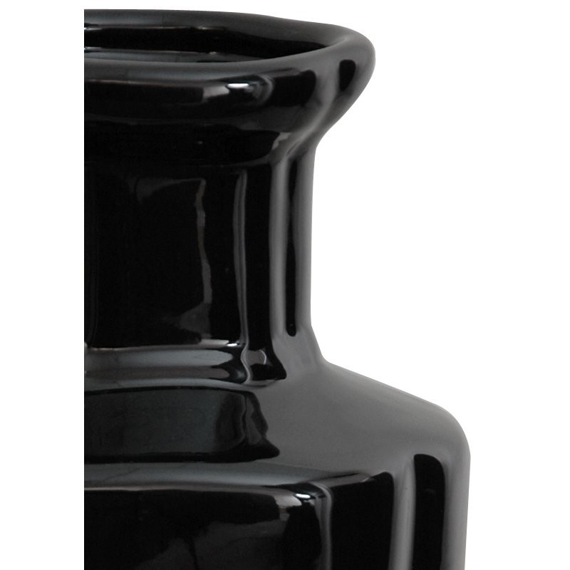 12" Solid Black Porcelain Vase