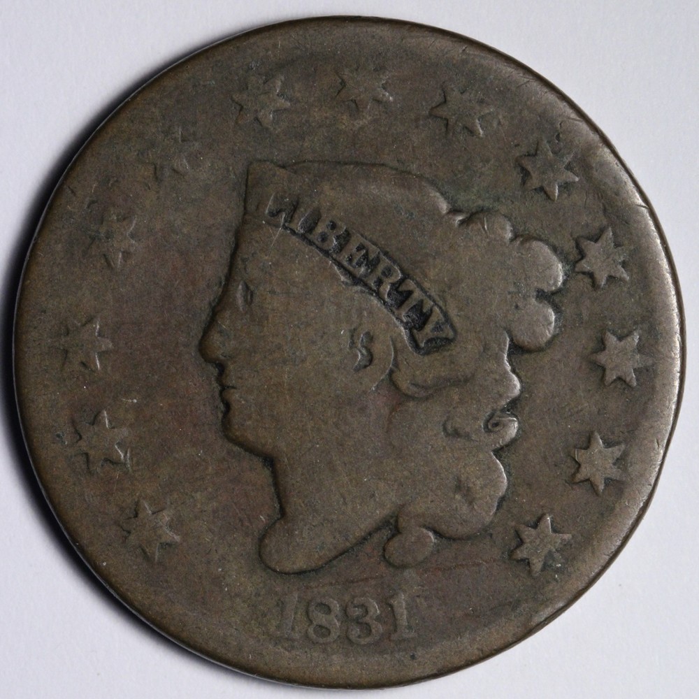 1831 Coronet Head Large Cent VG E116 STCM