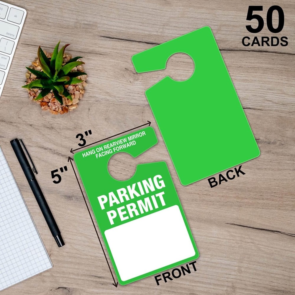 Better Office Products Parking Permit Hang Tags, 50 Pack, Poly Plastic Placar