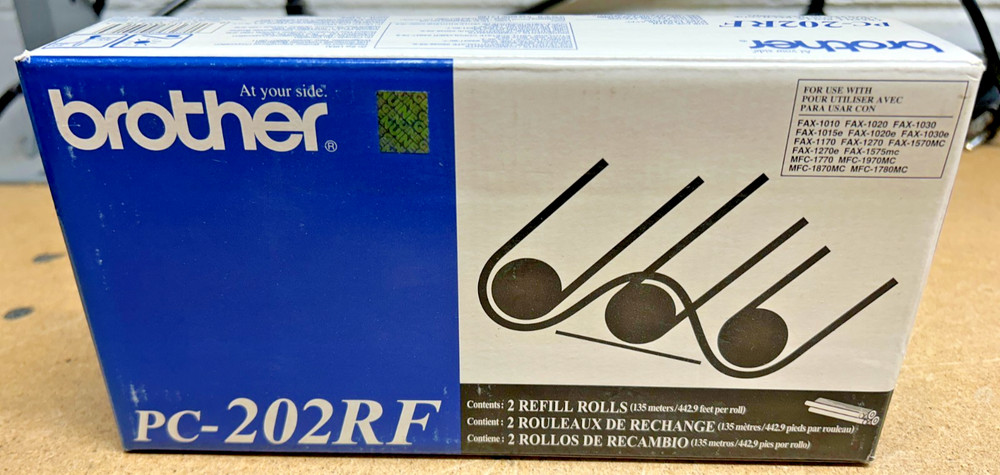 Genuine Brother PC202RF / PC-202RF 2-Pack Thermal Transfer Refill Rolls