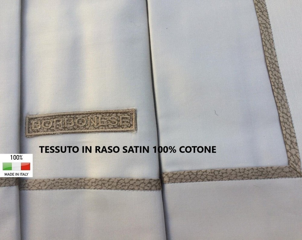 COMPLETE BORBONESE SATIN 100% COTTON SHEETS WITH OP PROFILE DOUBLE