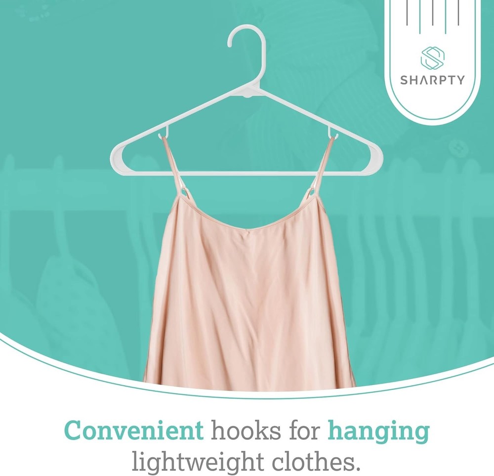 20 Pack Durable White Plastic Hangers - Space-Saving Closet Organization