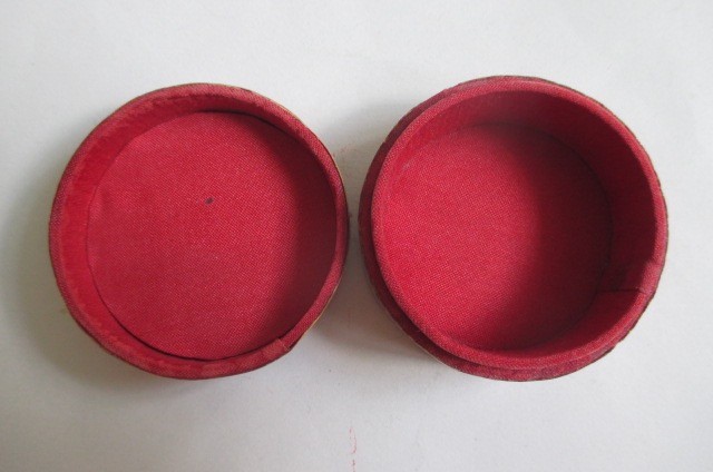Laminated Straw Lacquer Trinket Box w/ Silk Linen