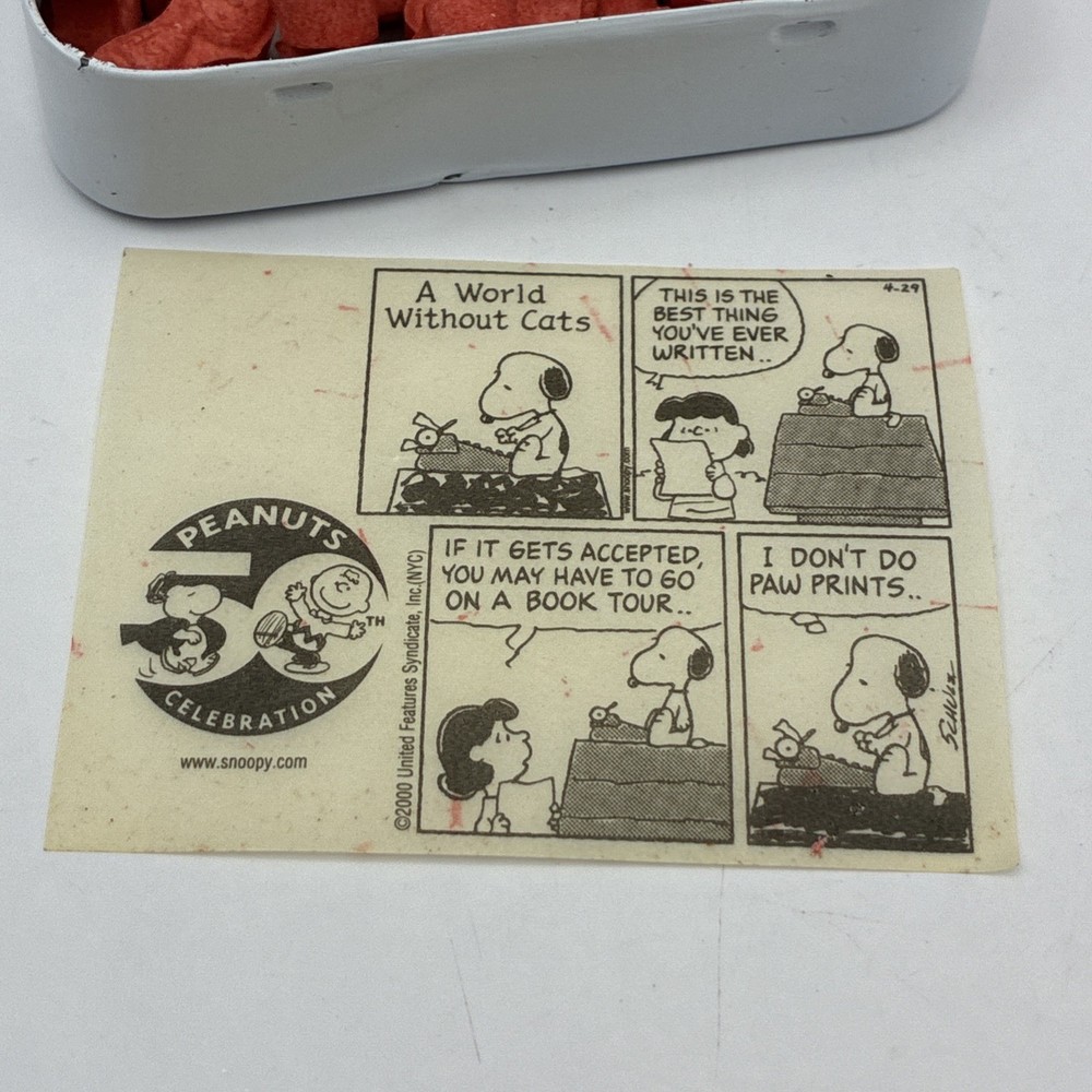 Vtg Tin Box Ragold Peanuts SNOOPY CINNAMON MINTS Candy