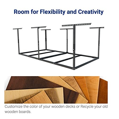4x8 Overhead Garage Storage Rack without Decking, Storage Organization Black