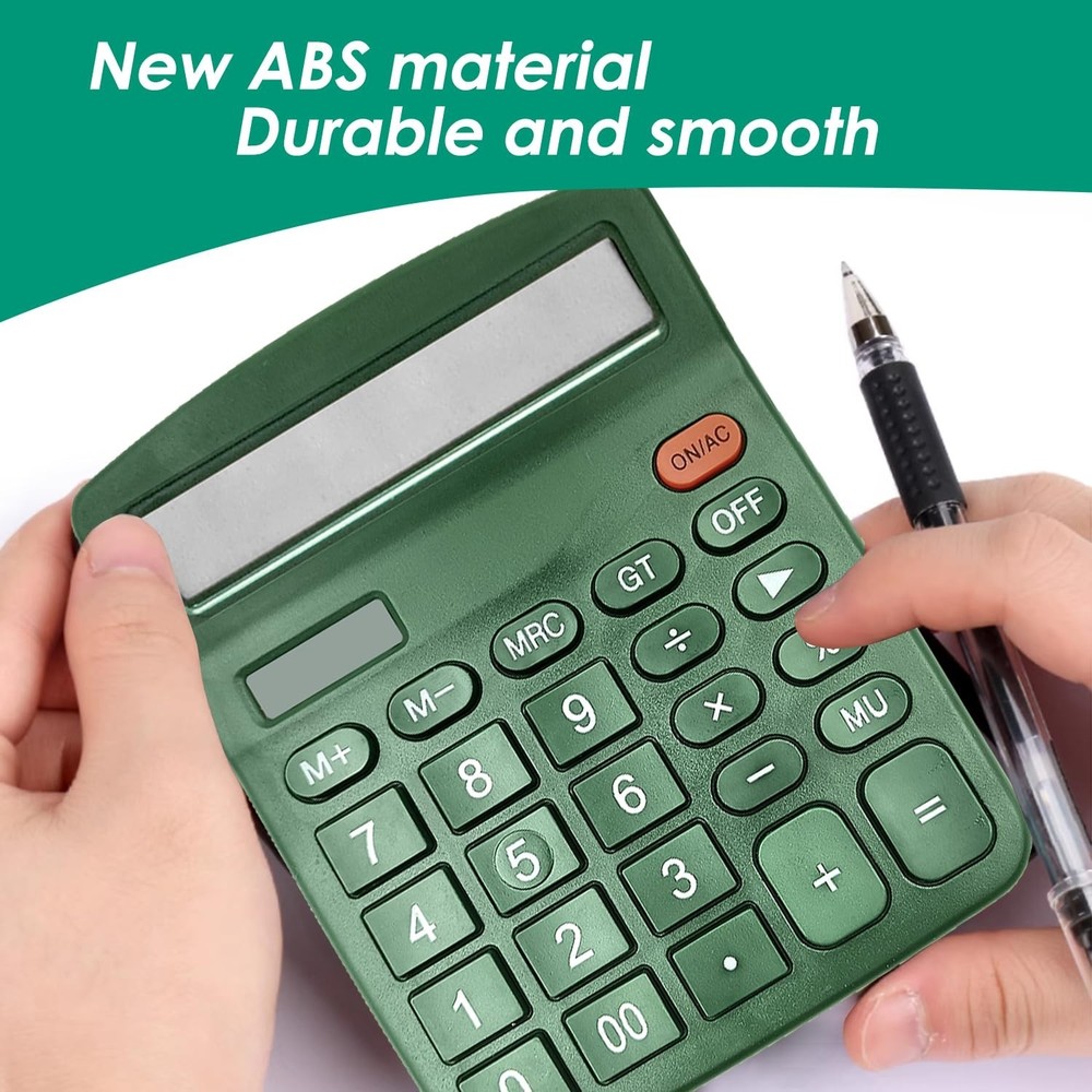 8 Pack Calculator Desktop, 12-Digit Solar Basic Calculators Dual Power Electr...