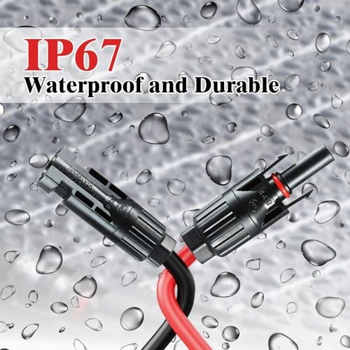 Solar Panel Extension Cable, Solar Connector 20FT 14AWG Waterproof Solar Panel
