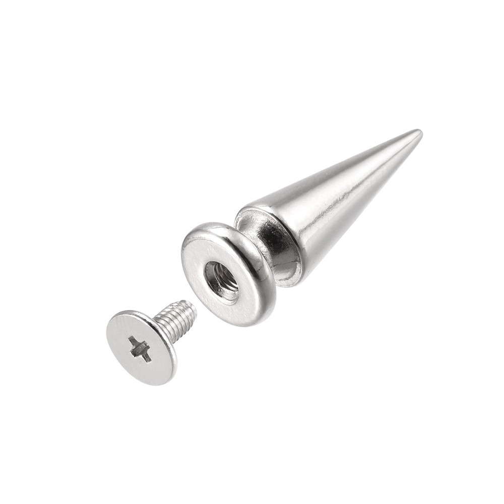 10x26mm Screw Back Rivets, 30 Sets Solid Leather Studs for DIY Silver Tone