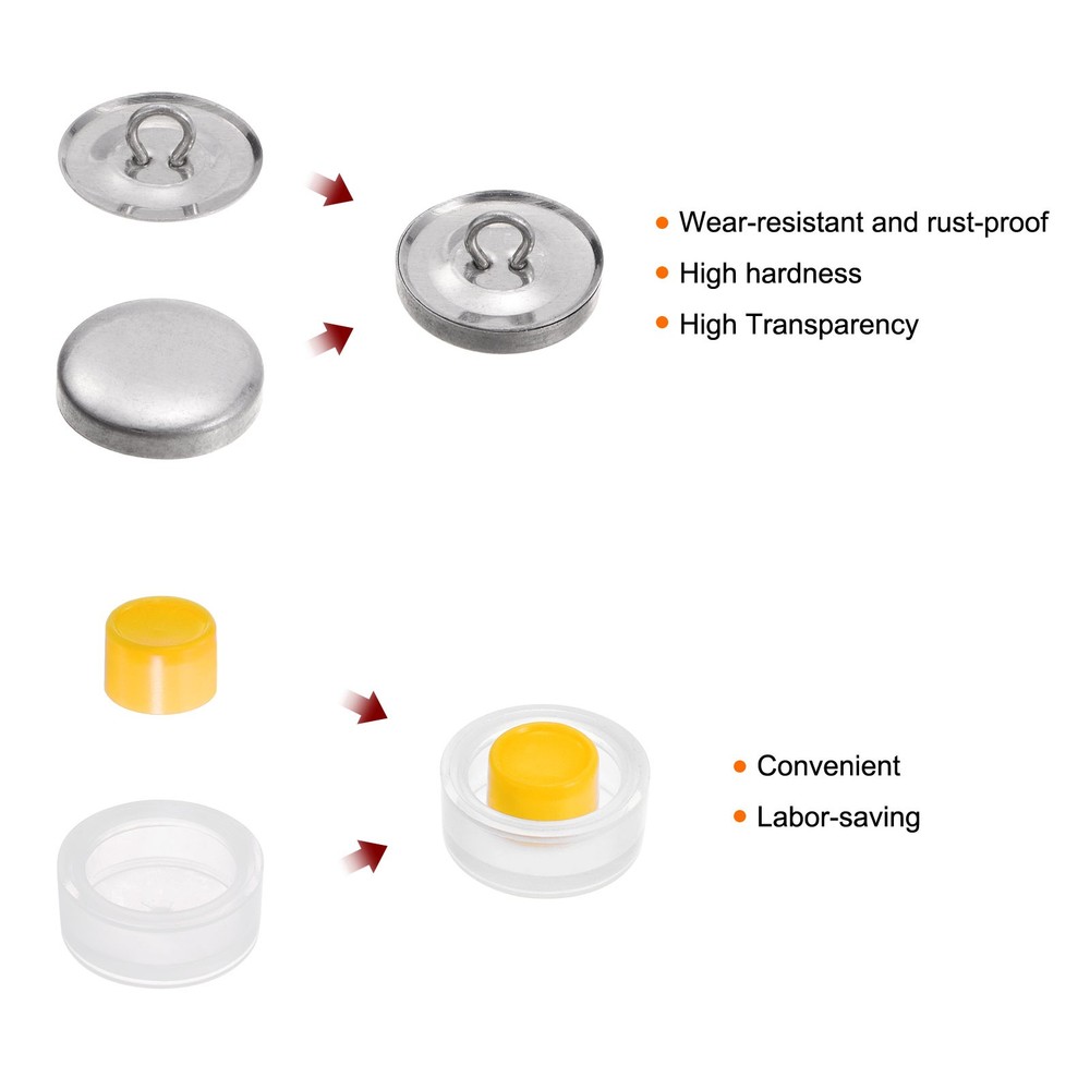 15 Sets Self Cover Button Kit 19mm Aluminum Button with Tools