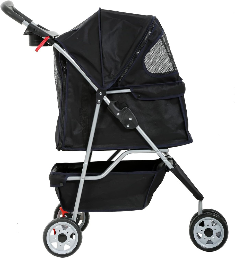 3-Wheel Pet Stroller, Lightweight Foldable Dog Stroller for Small Medium Dogs &