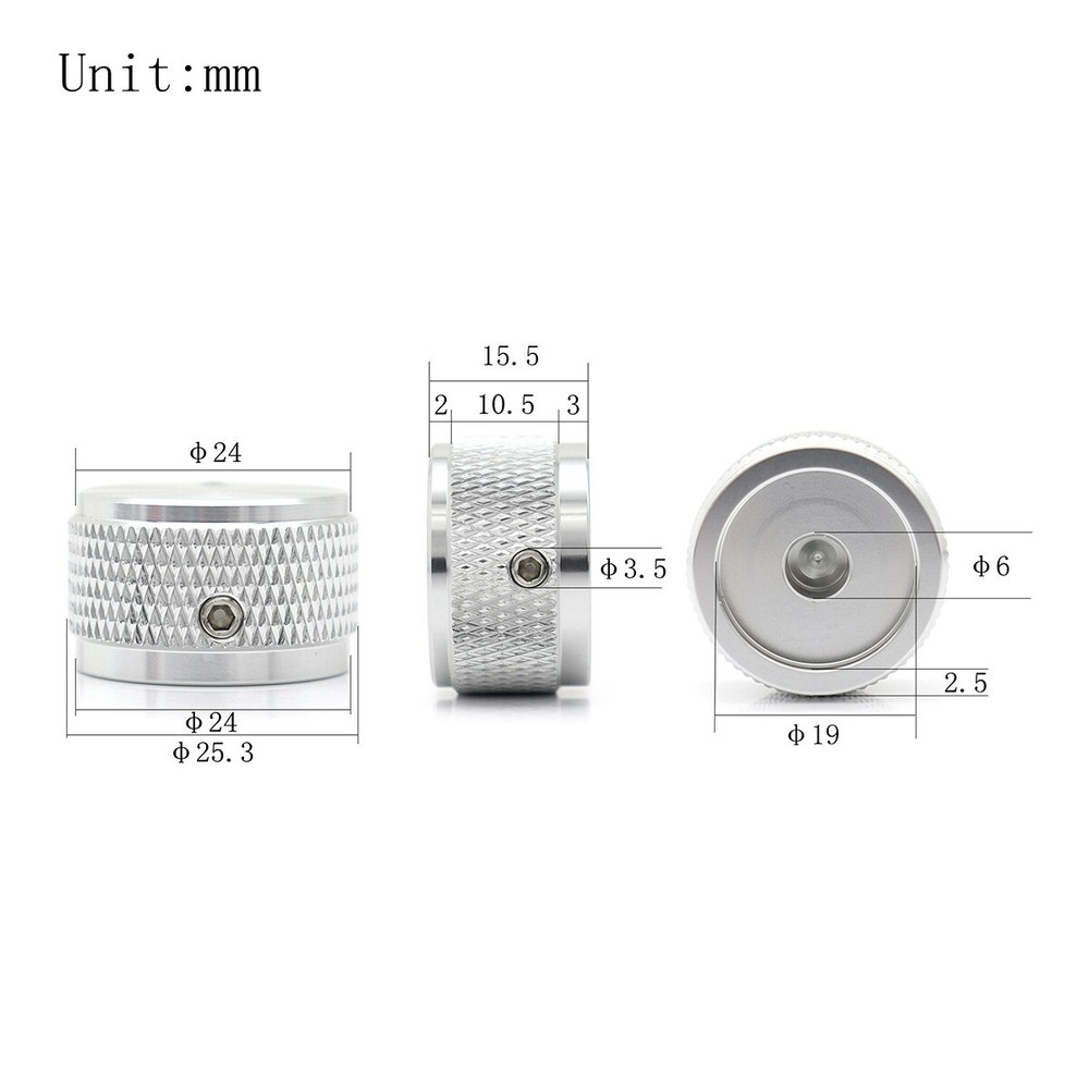 4Pcs Aluminium Alloy Blue Guitar Knobs Volume Audio Pot Control Knurled Knobs
