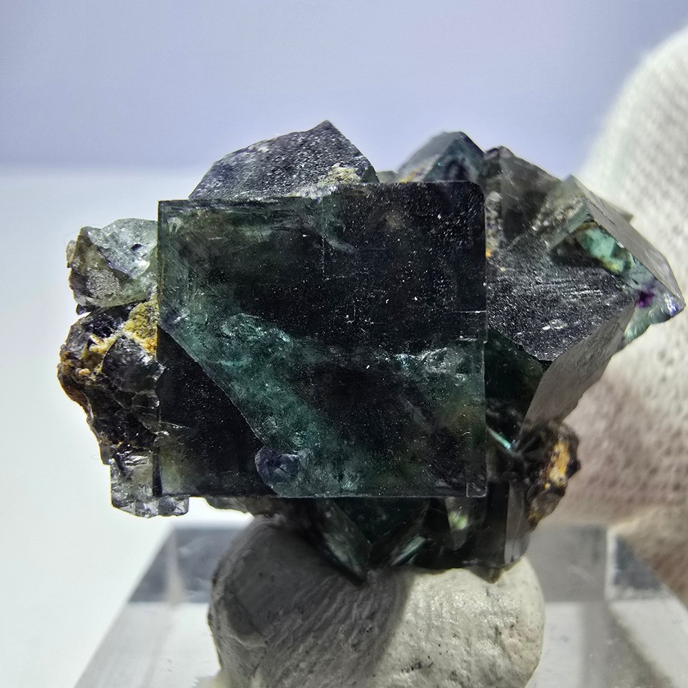 Clear Phantom Fluorite Cube Specimen zonal green purple Okorusu, Namibia