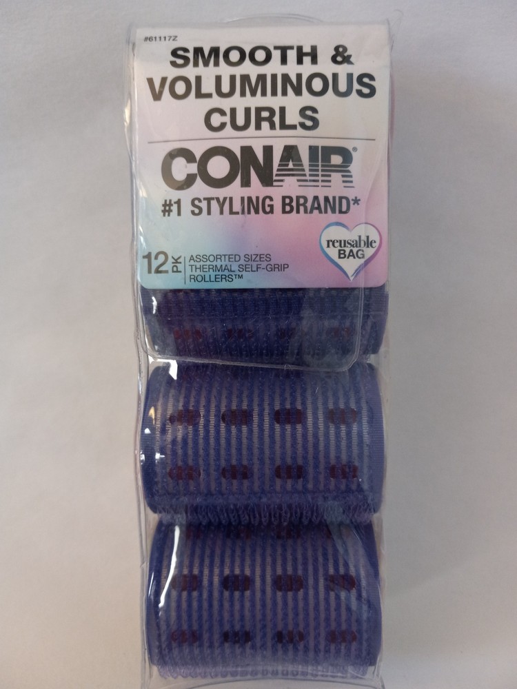 Conair Thermal Self-Grip Rollers Smooth & Voluminous Curls, Assorted Sizes, 12pk