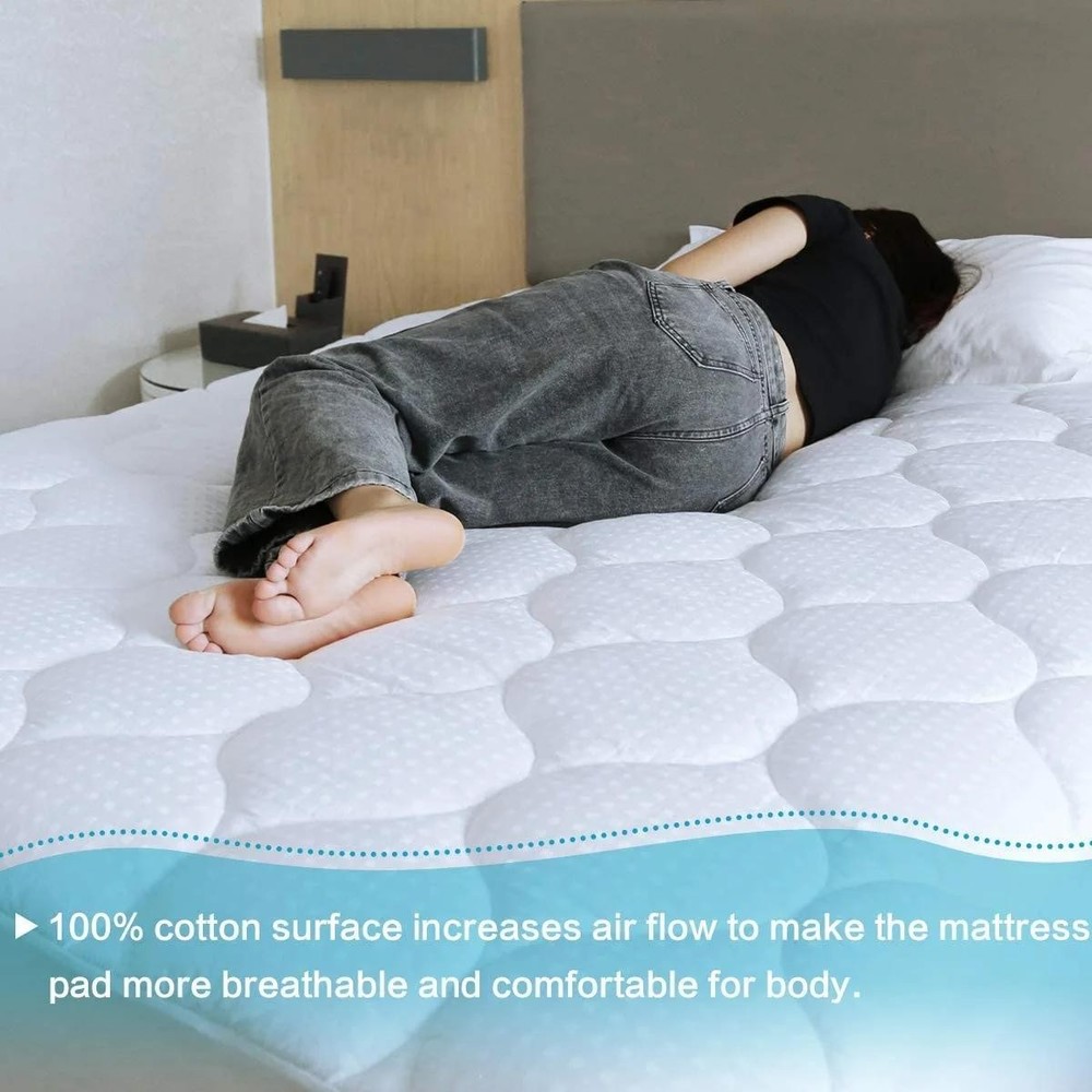 Cloud-Like CA King Extra Thick Pillowtop Mattress Pad Cooling Comfort Bedding