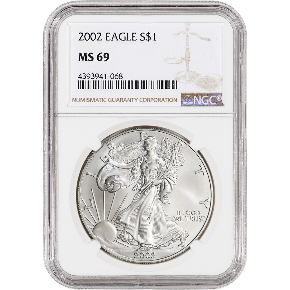 2002 American Silver Eagle Coin - NGC MS69