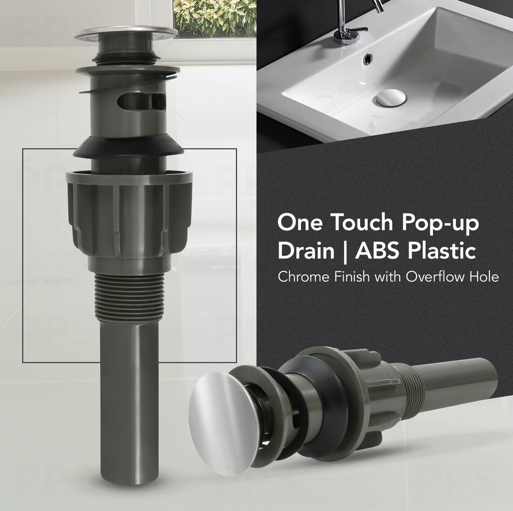 Bathroom Sink Pop-Up Drain Assembly with Overflow for vanity, Chrome