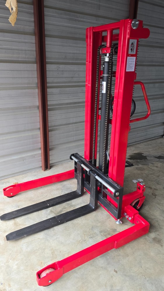 Dayton Hydraulic Forklift Stacker w/ adjustable base, 2,000 lb. Load Capacity
