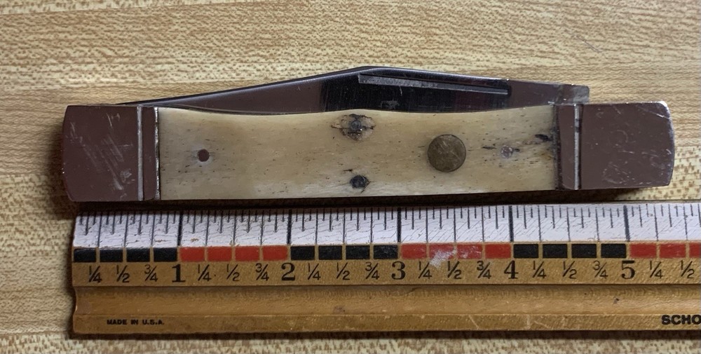 Folding Hunter Large Clasp Knife Muzzleloader Patch Hunting Knife Natural Bone