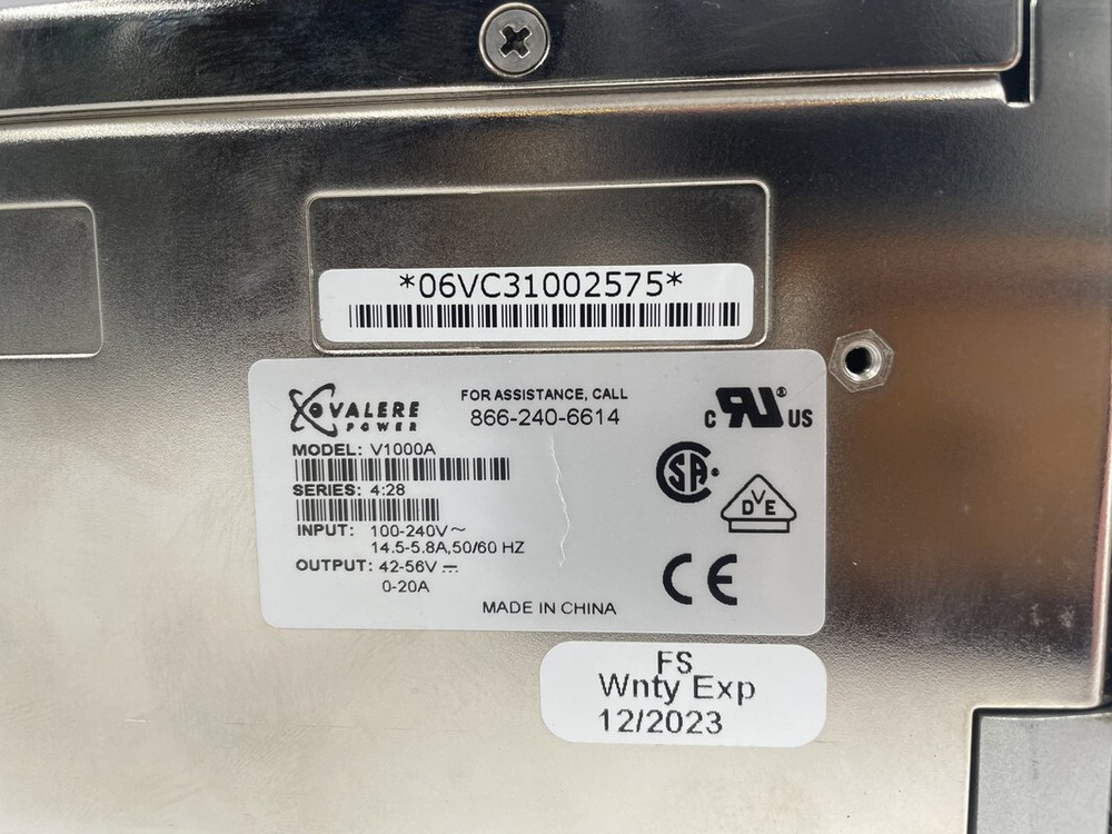 ELTEK V1000A VALERE POWER 48V 20A POWER SUPPLY RECTIFIER MODULE