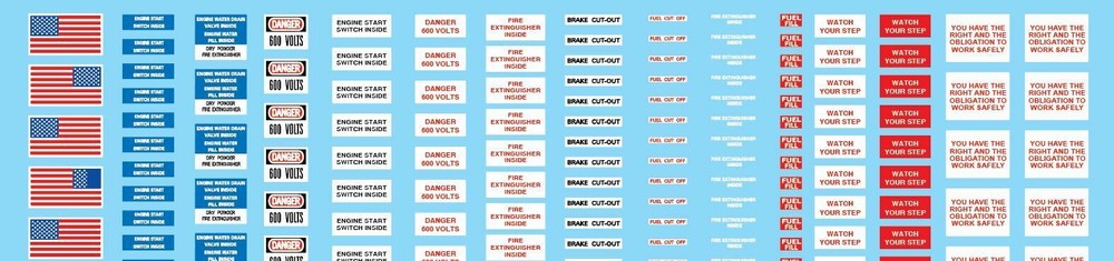 Engine Warning Labels HO Scale Decals