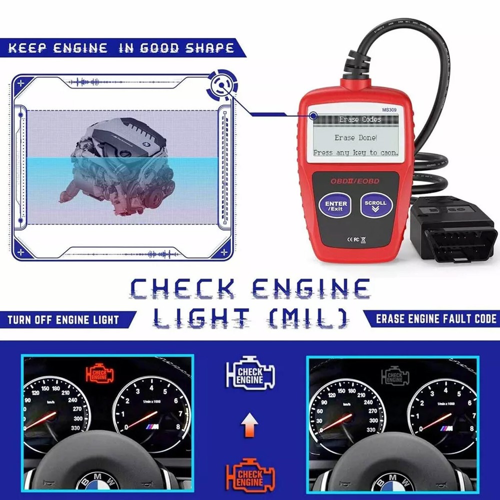 Automotive Code Reader OBD2 Scanner Car Check Engine Fault Diagnostic Tools