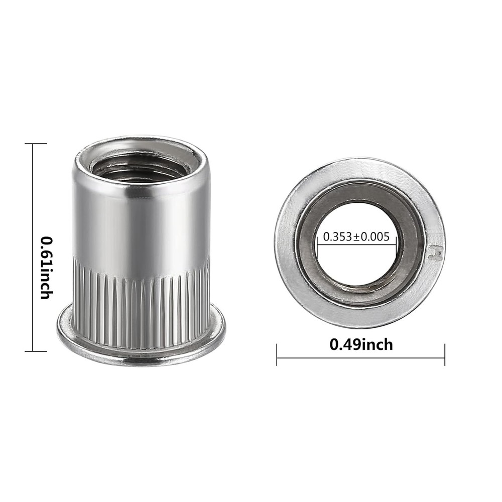 Rivet Nut InchUNC Stainless Steel Flat Head Rivnut