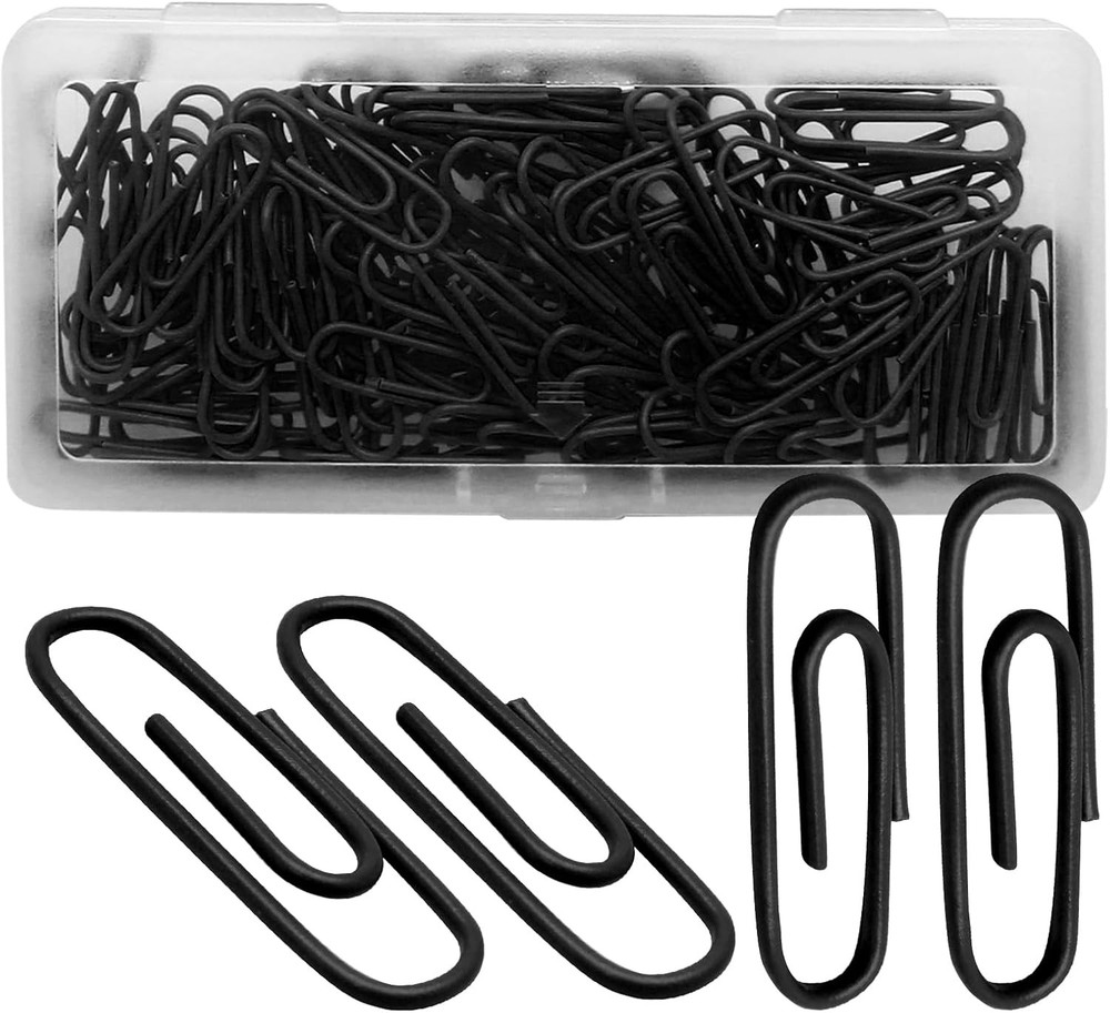 120PCS Black Vinyl Paper Clips 28mm Office Document Clips