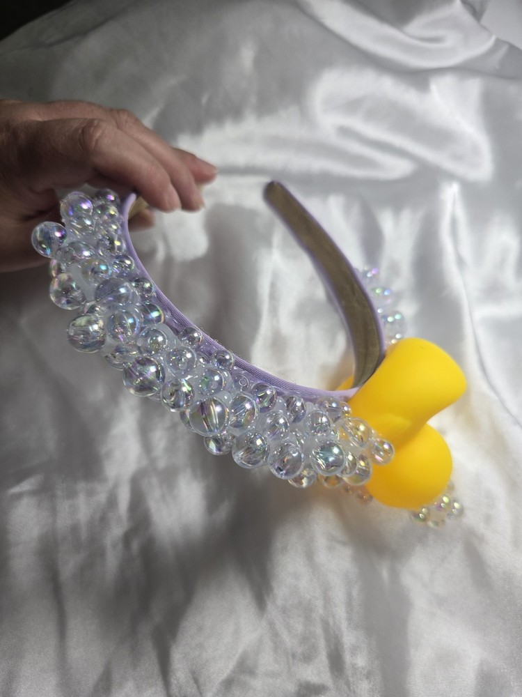 Handmade Beaded Headband with Yellow Duck Decoration