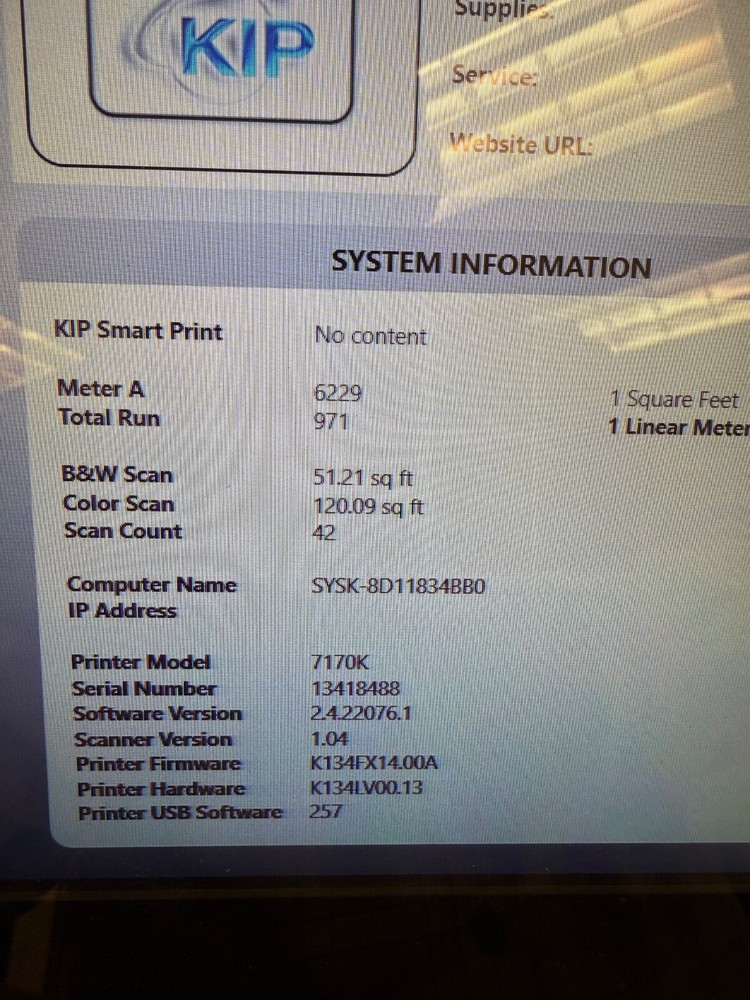 KIP 7170 Multi Function Printer . 6700 sq/ft