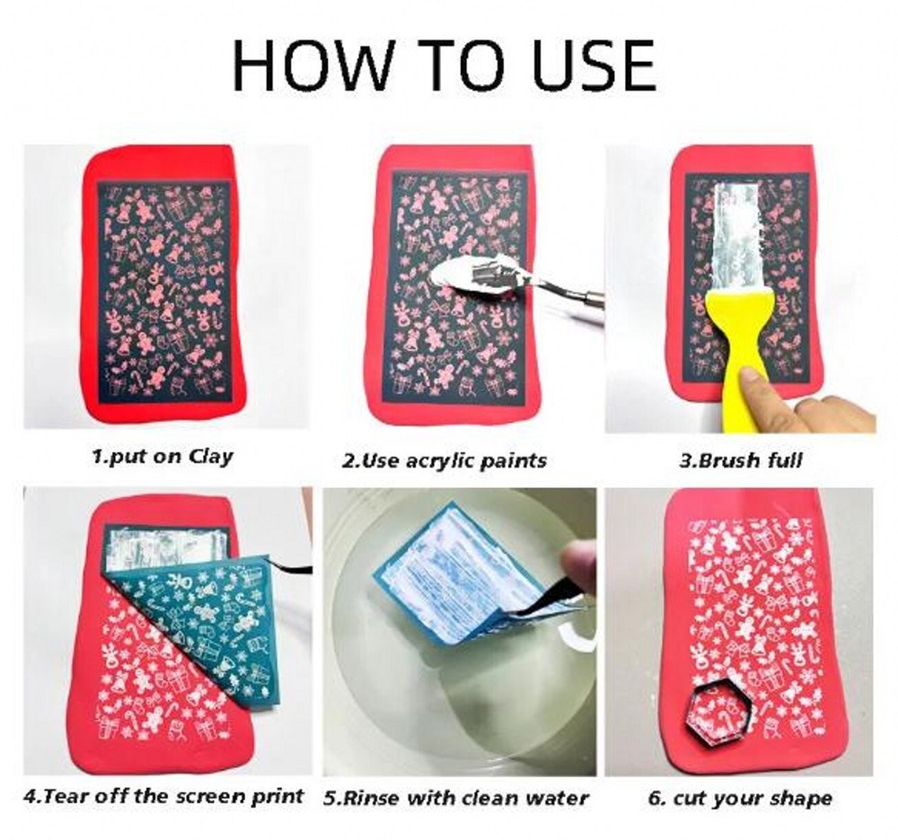 12 Design Stylish Pattern Polymer Clay Silkscreen Tool- Reusable Silkscreen Sten