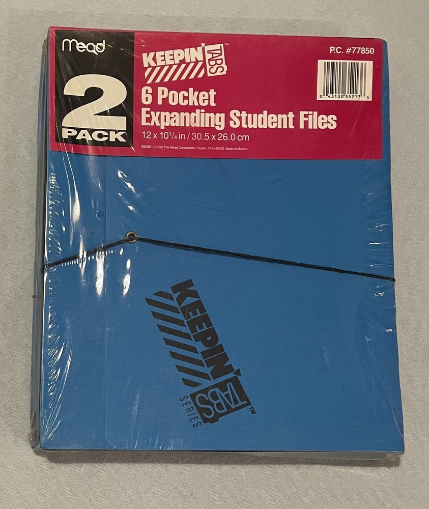 Mead Keepin’ Tabs 2 Pack 6 Pocket Expanding Student Files Blue NEW