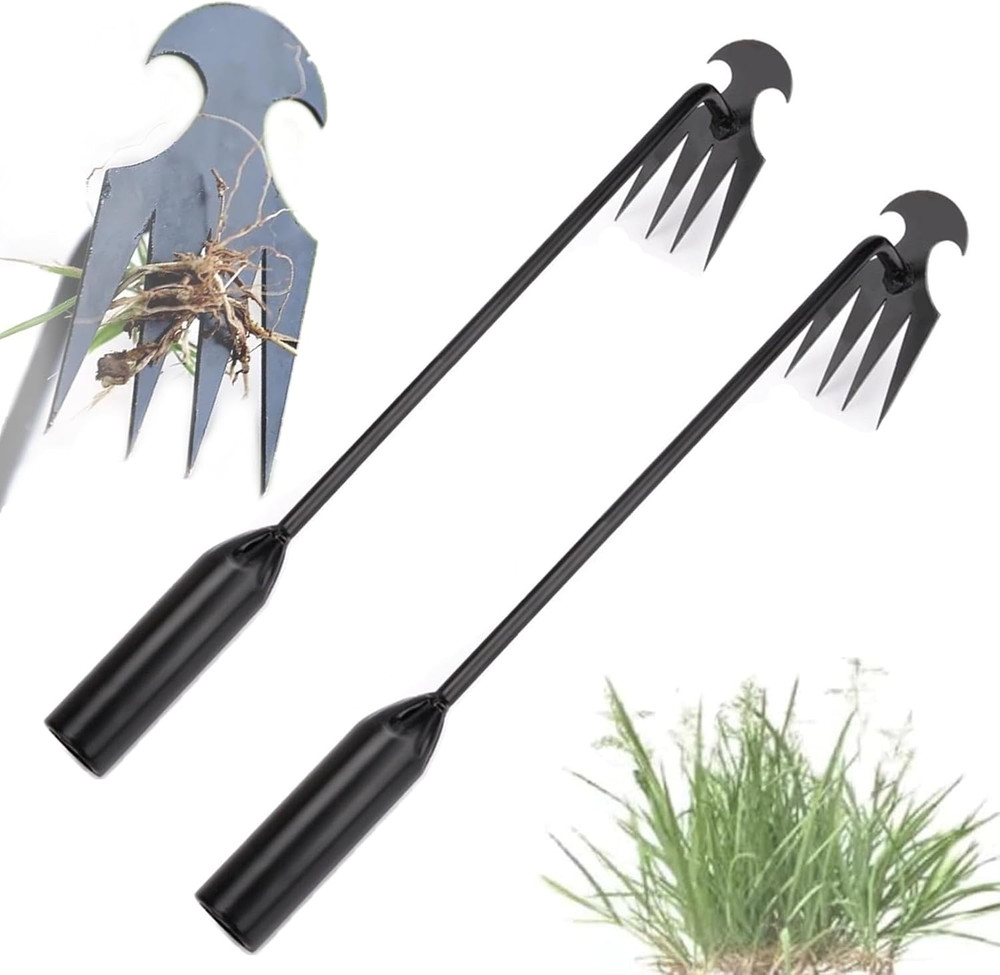 Handheld Weed Puller Tool Set - 2PCS with 4 Teeth for Efficient Weeding