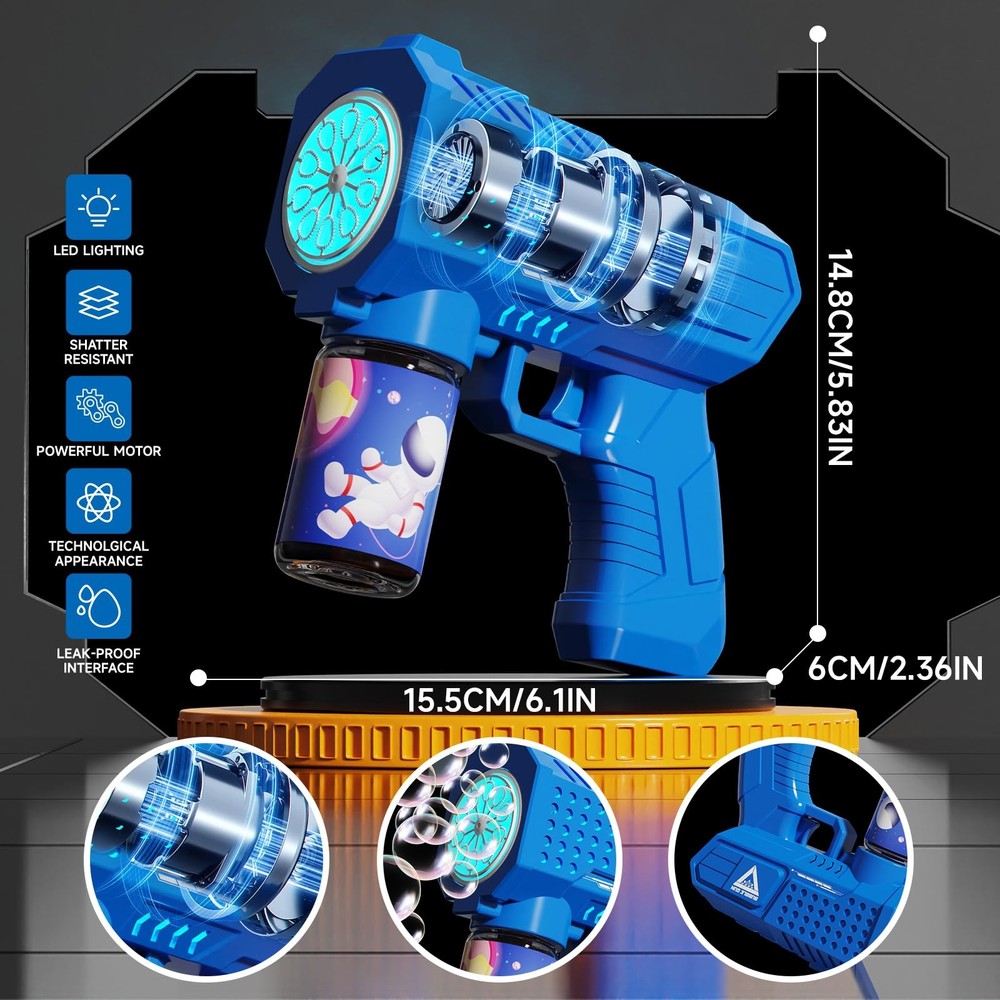 Bubble Gun 2 Pack with LED,Automatic Bubble Machine for Kids,Outdoor Toys Bub...