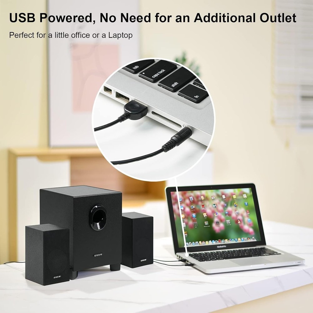 OROW USB-Powered 2.1 Subwoofer Speaker System