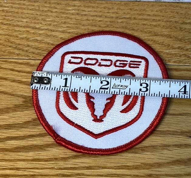 Round 3.5" Dodge Ram Embroidered Patch Red & White