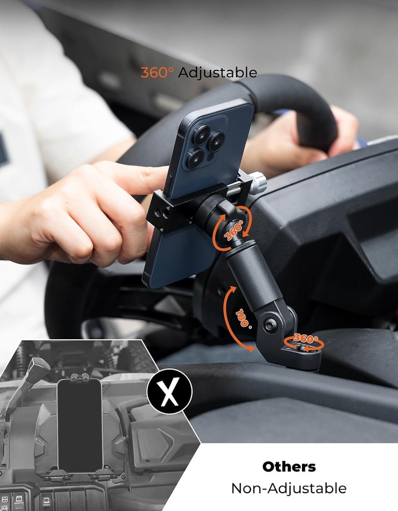 Phone Holder, CNC Aluminum Dashboard 360° Adjustable, Model Compatible